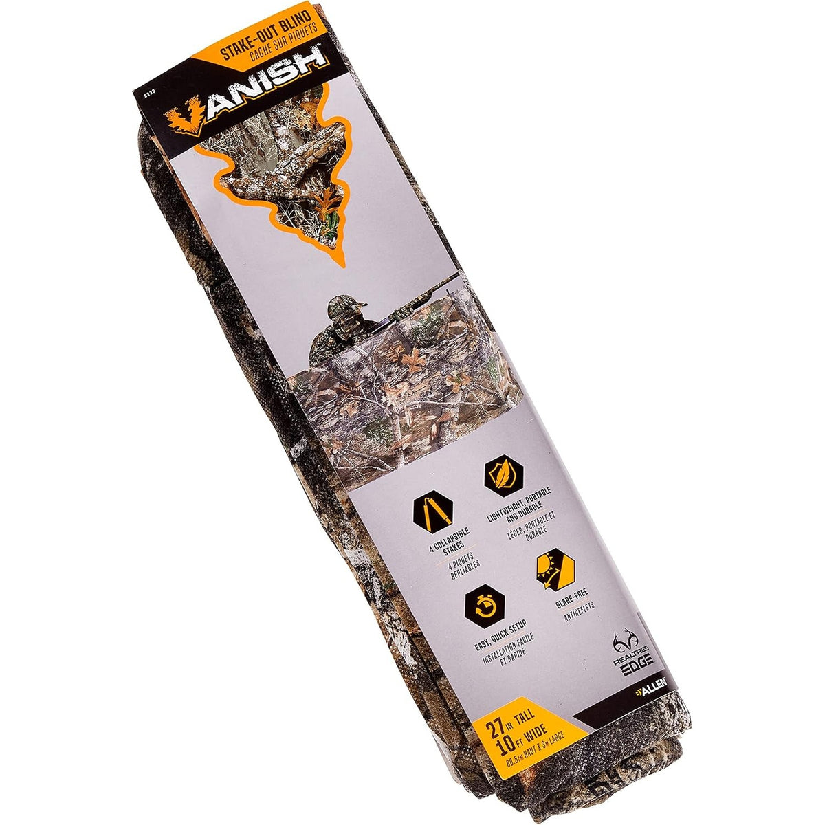Allen Company Portable Ground Blind for Turkey and Deer Hunting - Outdoor Shooting Gear - Comes with Stakes for Easy Set Up - Realtree Edge Camo - 10" L x 27" H