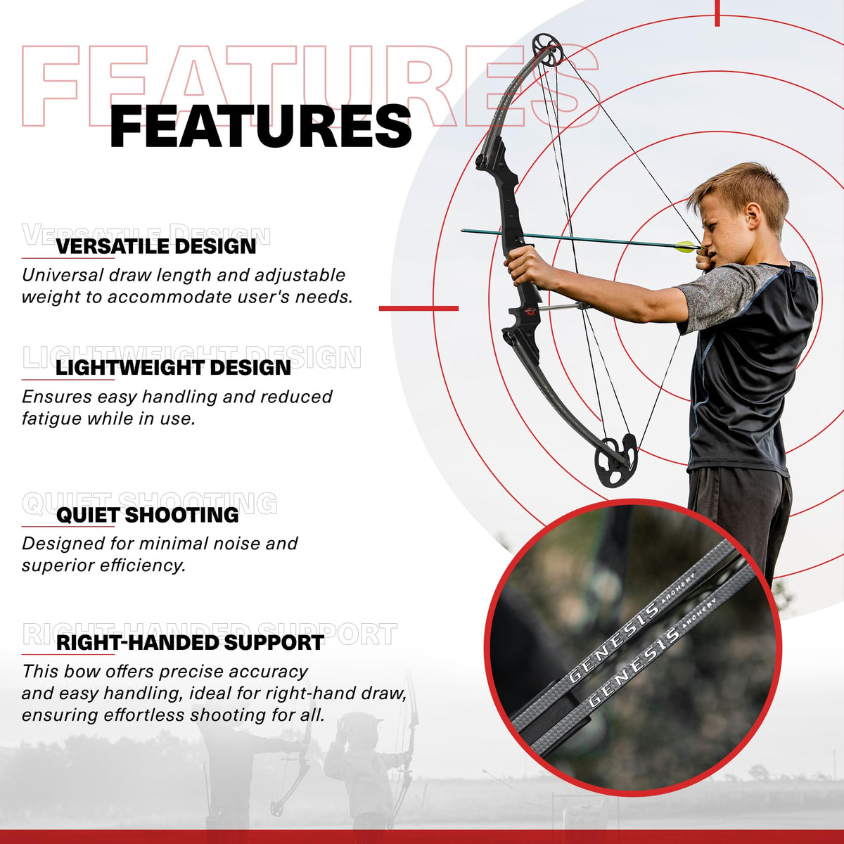 Genesis Archery Original Lightweight Compound Bow with Adjustable Aluminum Riser, 15"-30" Draw Length, 10-20 lb Draw Weight, for Kids and Adults, All Skill Levels