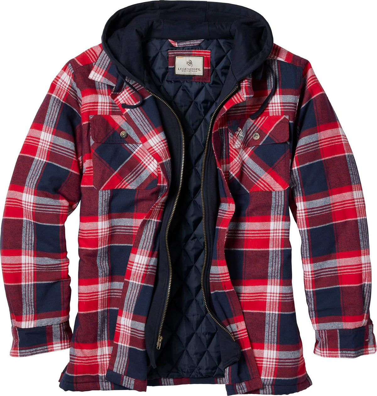 Legendary Whitetails Mens Flannel Shirt Jacket Hooded Insulated Shacket