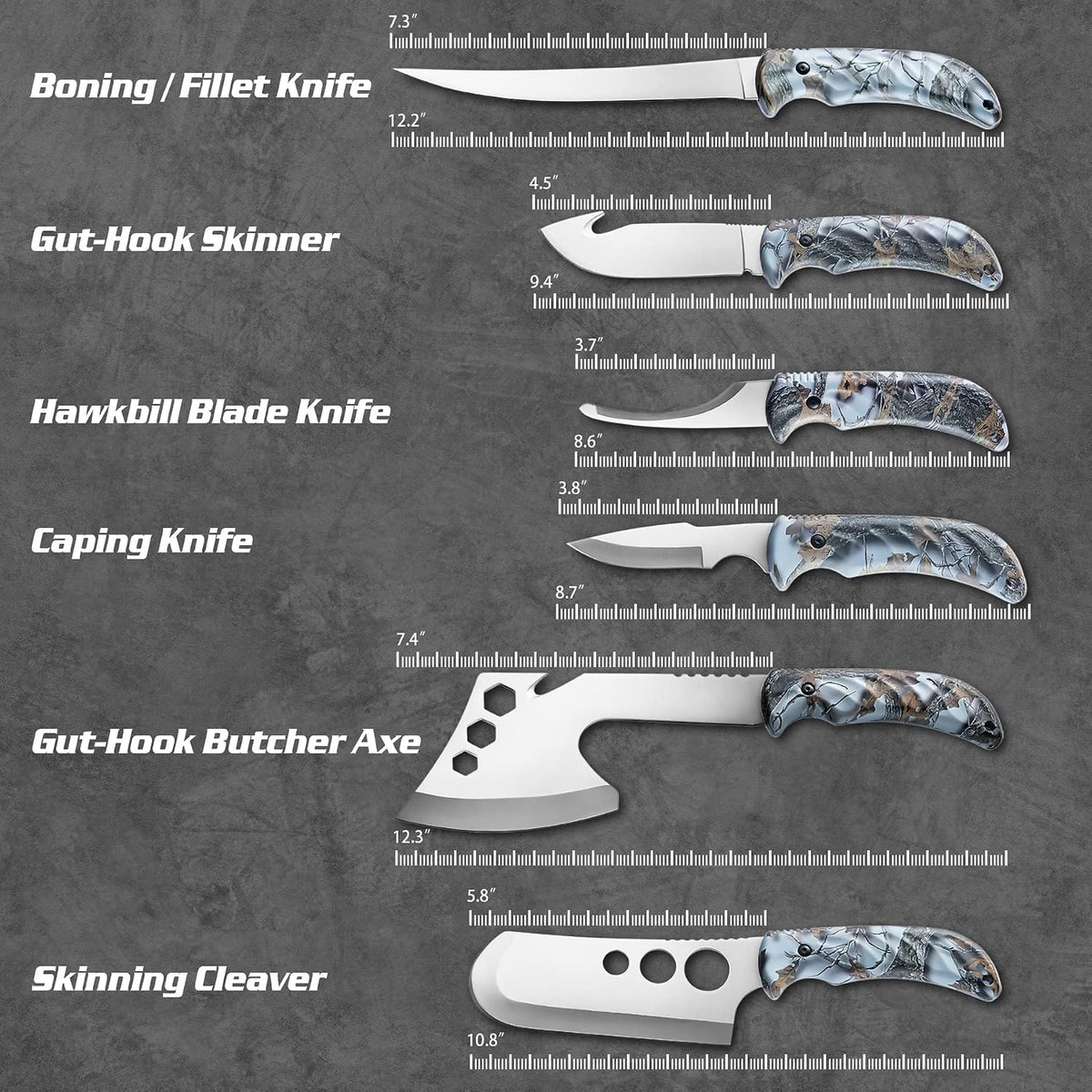 KNINE OUTDOORS Hunting Deer Knife Set Field Dressing Kit
