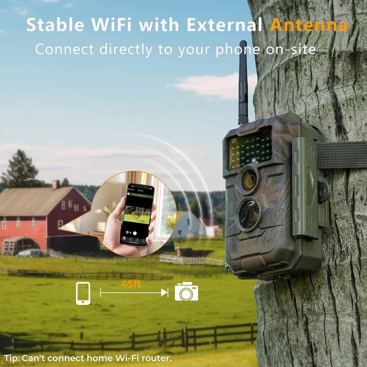 GardePro E6 WiFi Trail Camera, Stable WiFi with External Antenna