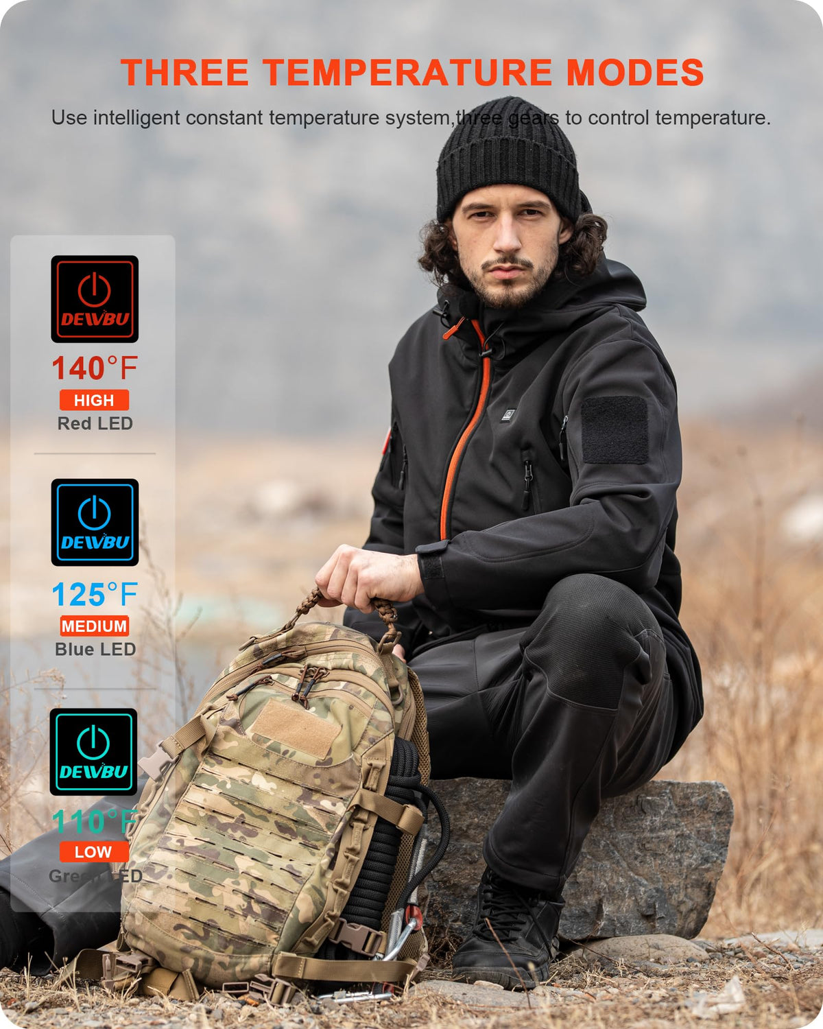 DEWBU Heated Jacket for Men with 12V Battery Pack