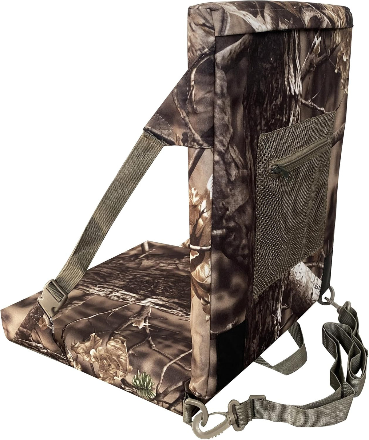 AUSCAMOTEK Camouflage Hunting and Stadium Seat Cushion with Backrest - 5cm Thick, Water-Resistant, Silent Material for Turkey Hunting Fishing Camping and Outdoor Activities
