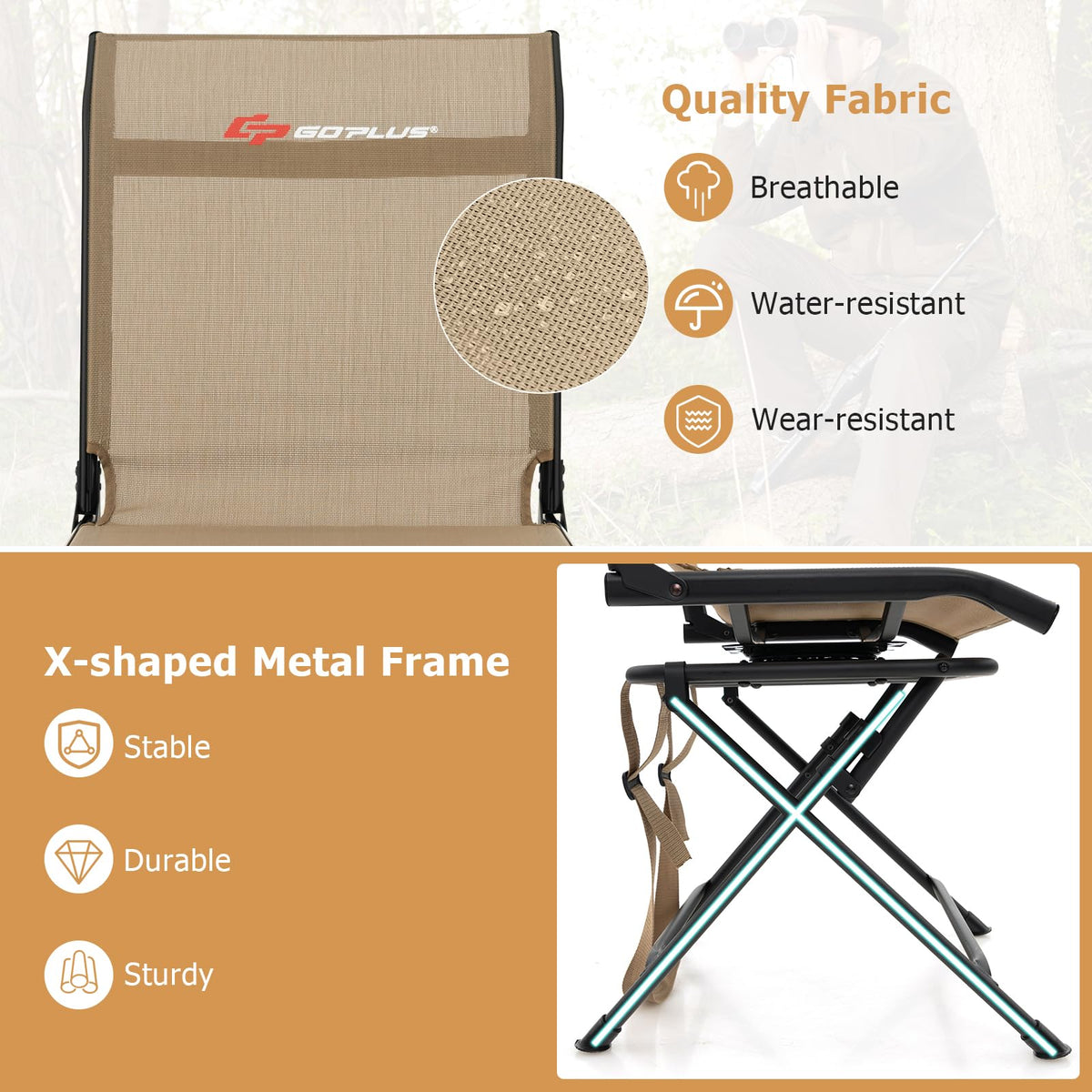 Goplus Hunting Chair, 360° Swivel Folding Hunting Blind Chair with Carrying Strap, 330LBS Capacity, Portable Deer Hunting Stool, Silent Ground Dove Hunting Chair, No Assembly