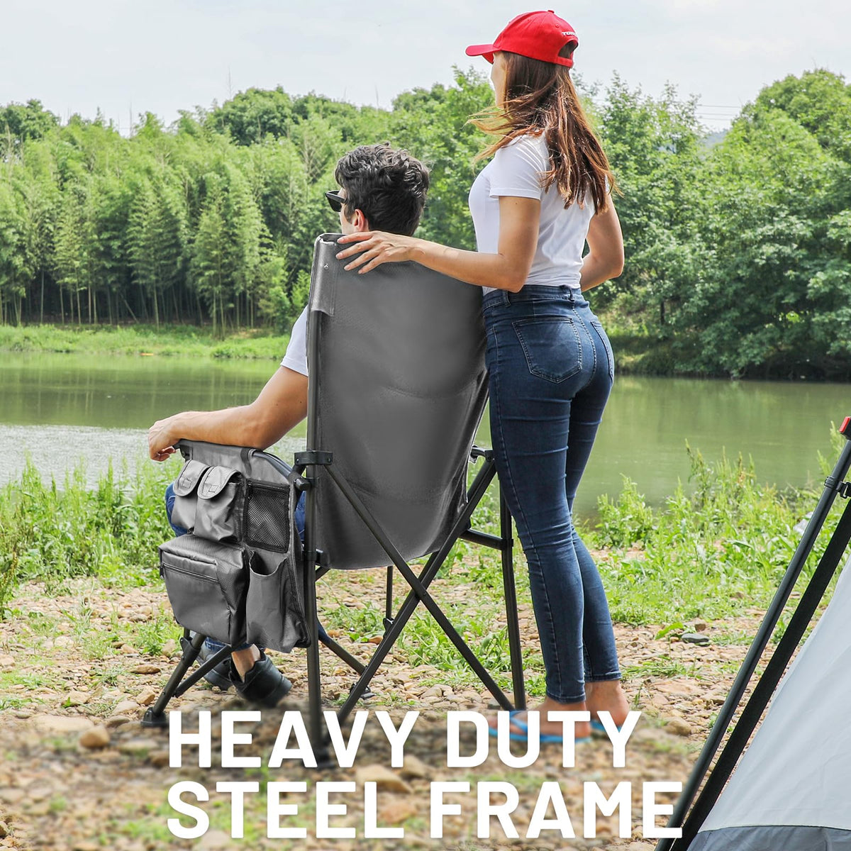 TIMBER RIDGE Oversized Folding Camping Chair High Back 500lbs