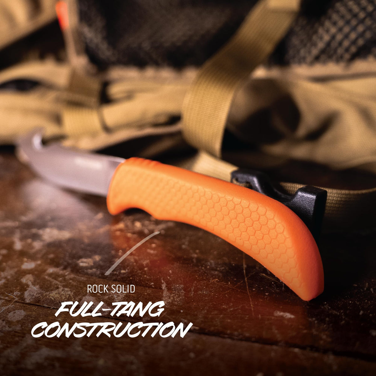 OUTDOOR EDGE WildGuide 4-Piece Hunting Knife Set & Field Dressing Kit | Featuring Razor-Sharp Caping Blade, Gut-Hook Skinning Knife, Bone Saw, in a Camo Nylon Belt Sheath | Butcher Knife Set for Deer