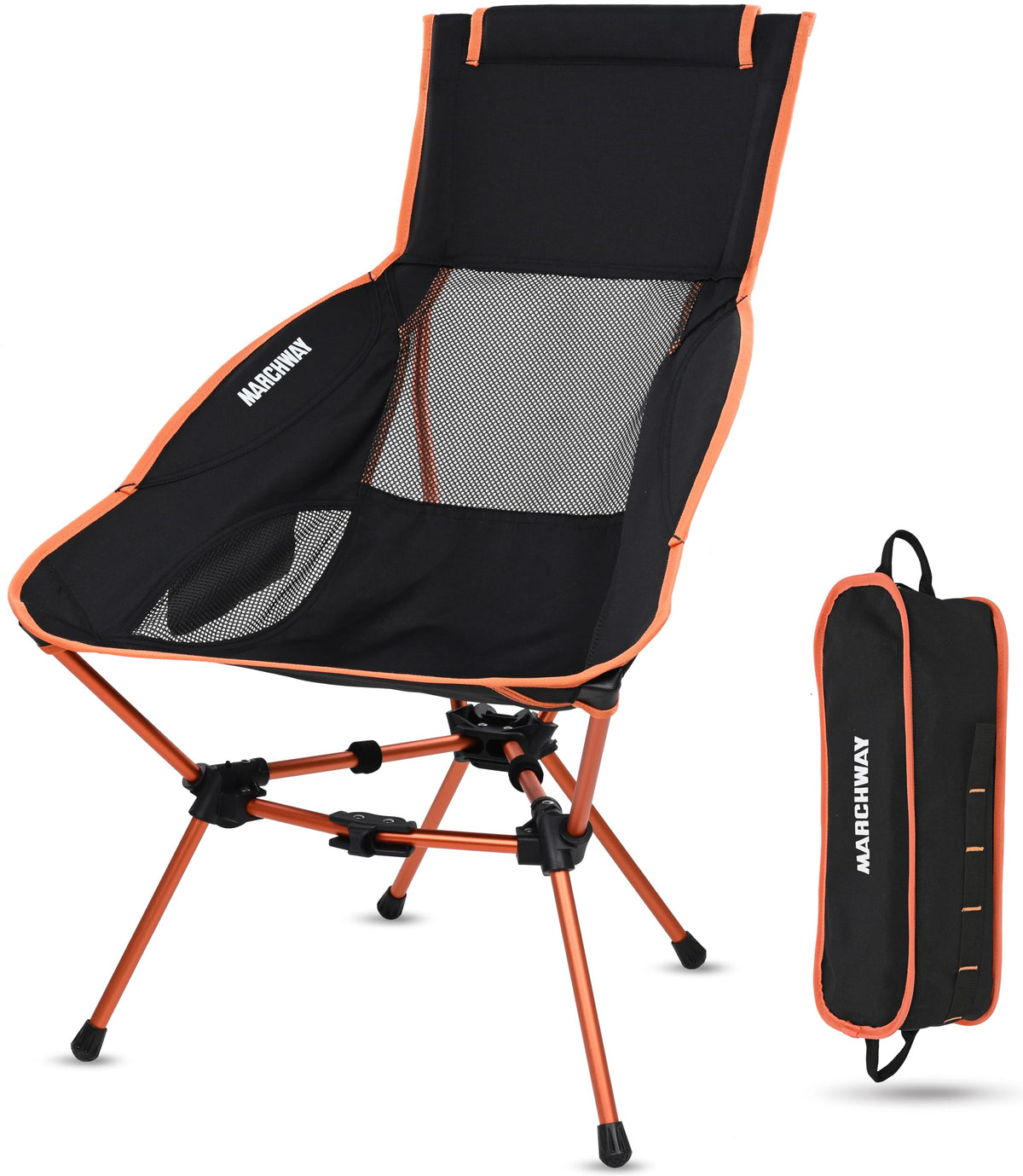 MARCHWAY Lightweight High Back Folding Camping Chair with Head Support