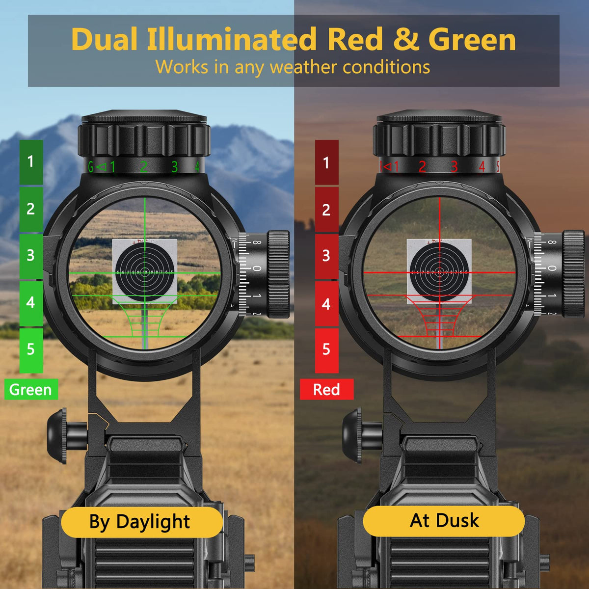 CVLIFE Rifle Scope 6-24x50 AO Red and Green Illuminated Long Range Scope for Hunting with Scope Rings