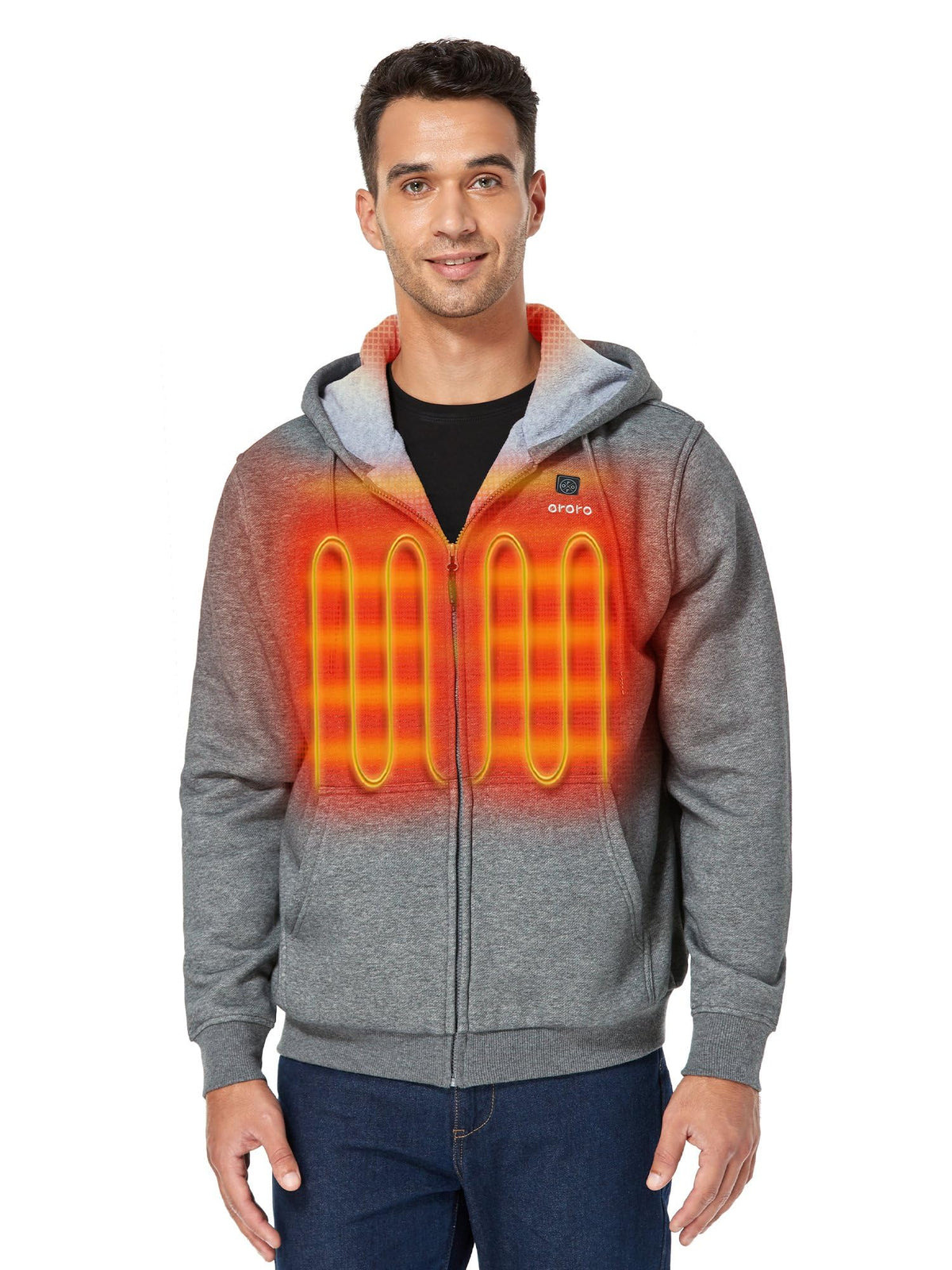 ORORO Unisex Heated Hoodie with Battery, 4-Zone Heating Fleece Hoodie