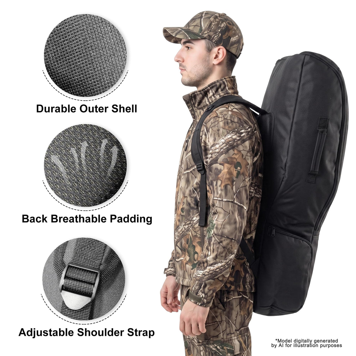 MYDAYS Soft Crossbow Case, Narrow-limb Crossbows Backpack, Soft Shell Padded Archery Gear Bag, Water Resistant Narrow Archery Bow Carrier Bag for Outdoor Hunting Shooting