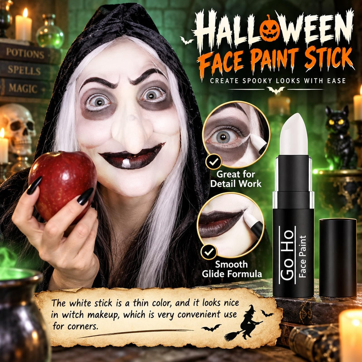 Go Ho 3 Colors Camo Face Paint Sticks,Waterproof Cream-blendable Sticks,Hunting Face Body Paint Professional Foundation SFX Makeup,Safe Face&Lip Smacking for Halloween(Green+Black+Brown)