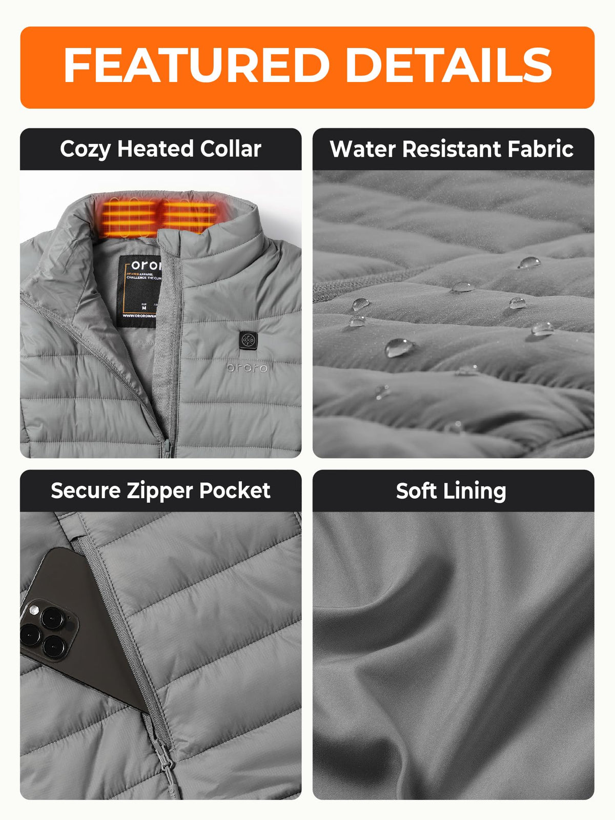 ORORO Women’s Heated Vest, 4 Heating Zones Lightweight Electric Vest