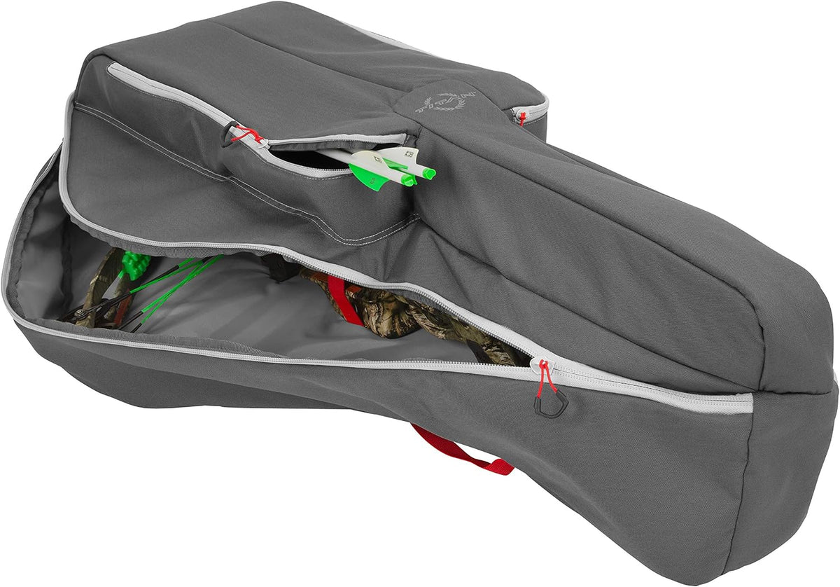 Allen Company Titan Krait Crossbow Case (37"x19.5") Fits Most Narrow Width Bows - Gray/Red - Padded Case - Carry Handle, Backpack Straps - 2 Oversized Pockets for Bolts, Quivers - Crossbow Accessories