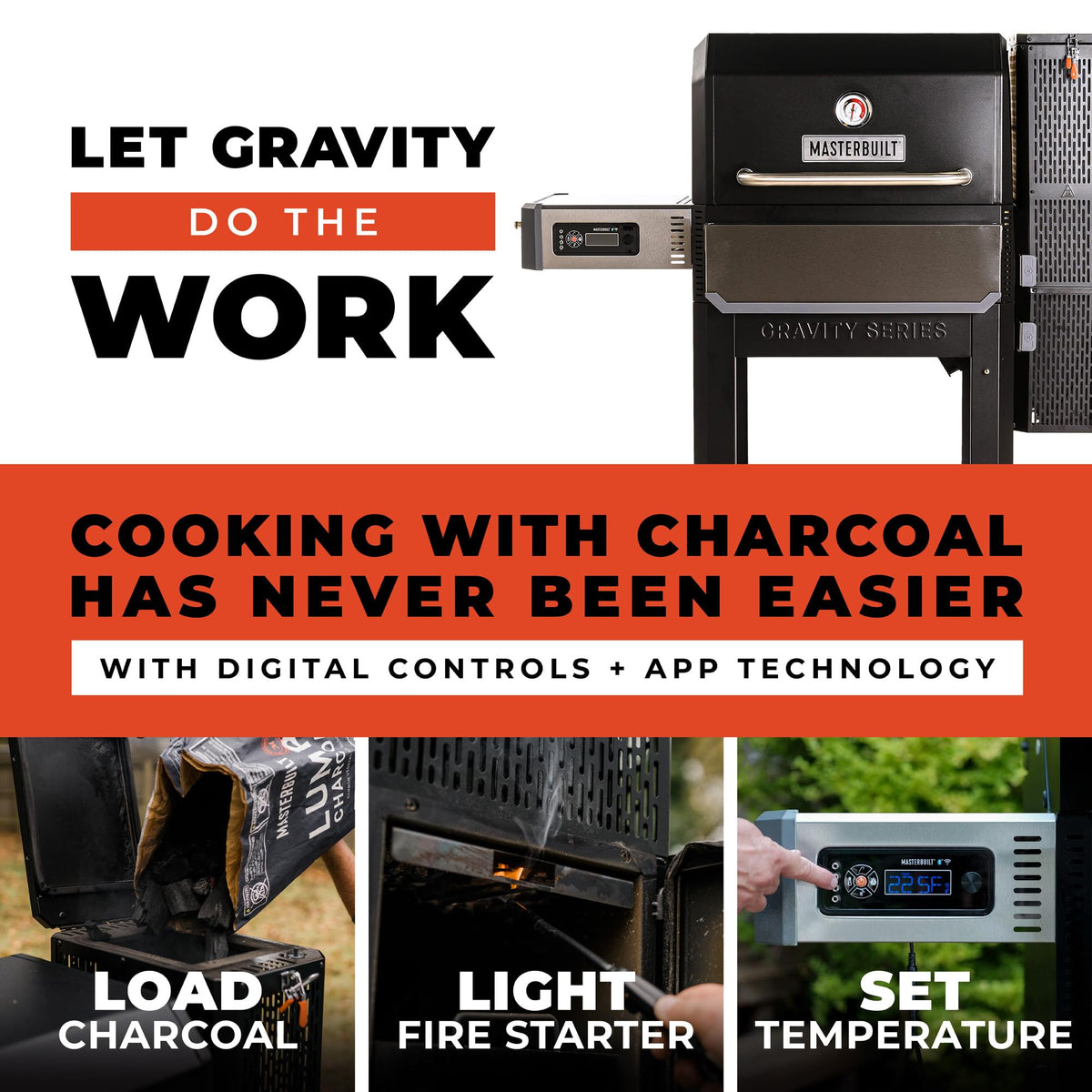 Masterbuilt Gravity Series 1150 Digital Charcoal Grill and Smoker, 1,150 Sq. In. Cooking Area, WiFi App Control, GravityFed Hopper, DigitalFan Temperature Control, 225°F to 700°F Cooking Range