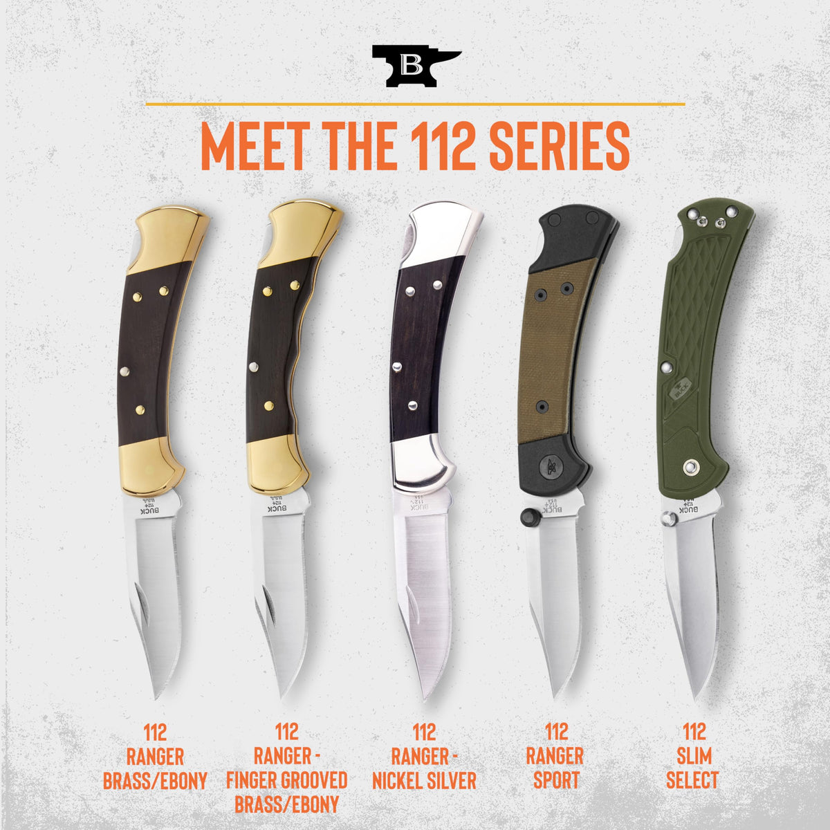 Buck Knives 110 Folding Hunter Knife with Sheath, Finger Grooves, 7.2 oz