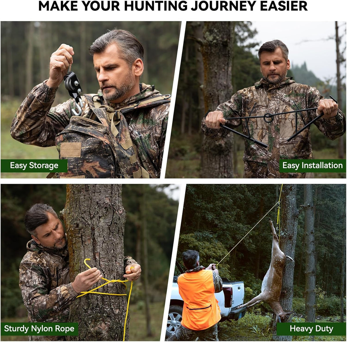 GearOZ Deer Hanger, Elk Hoist Pulley Lift System with Gambrel