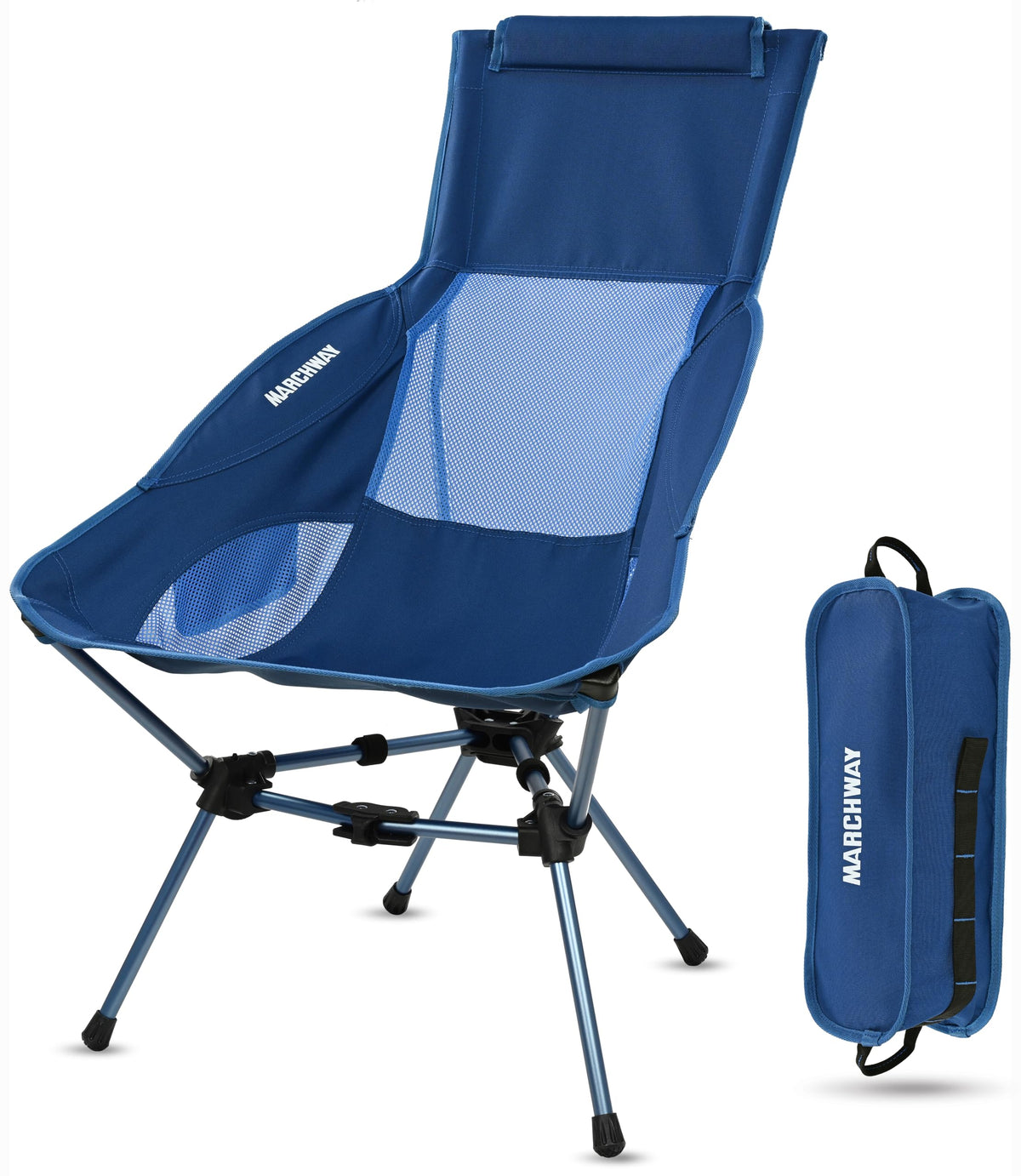 MARCHWAY Lightweight High Back Folding Camping Chair with Head Support