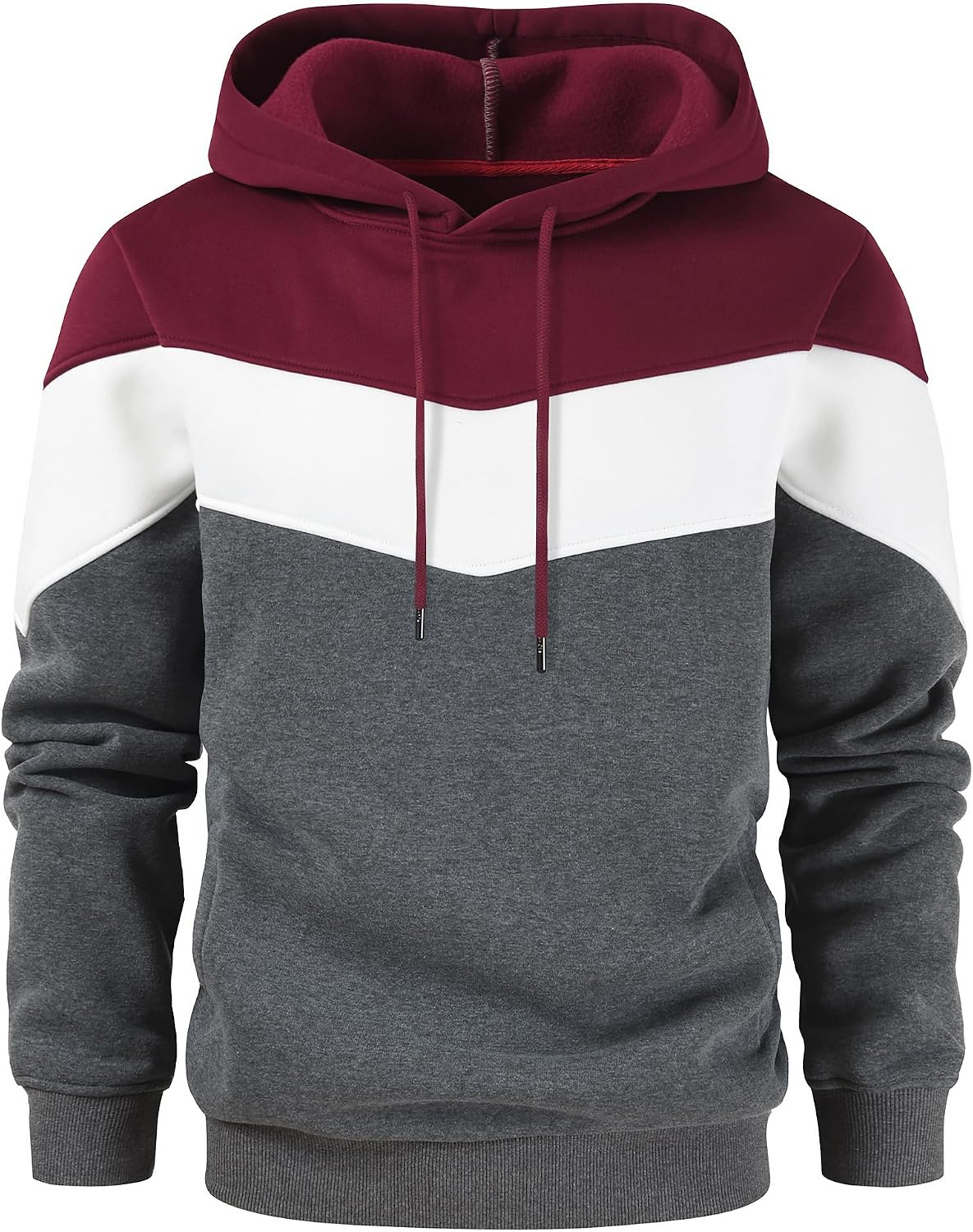 Gesean Men's Novelty Color Block Pullover Fleece Hoodie Casual Sweatshirt