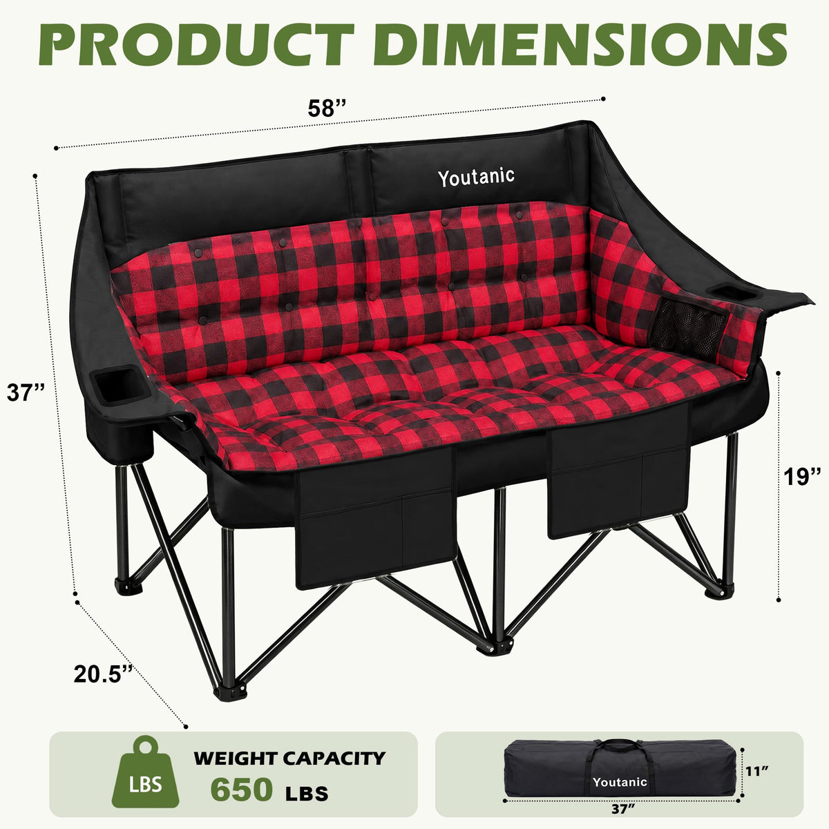 Youtanic Oversized Camping Chair, Portable Folding Camping Chairs