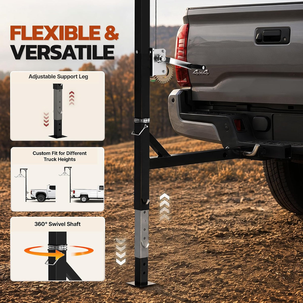 Mossy Oak Truck Hitch Game Hoist with Gambrel, 400 LB Capacity Deer Hanger