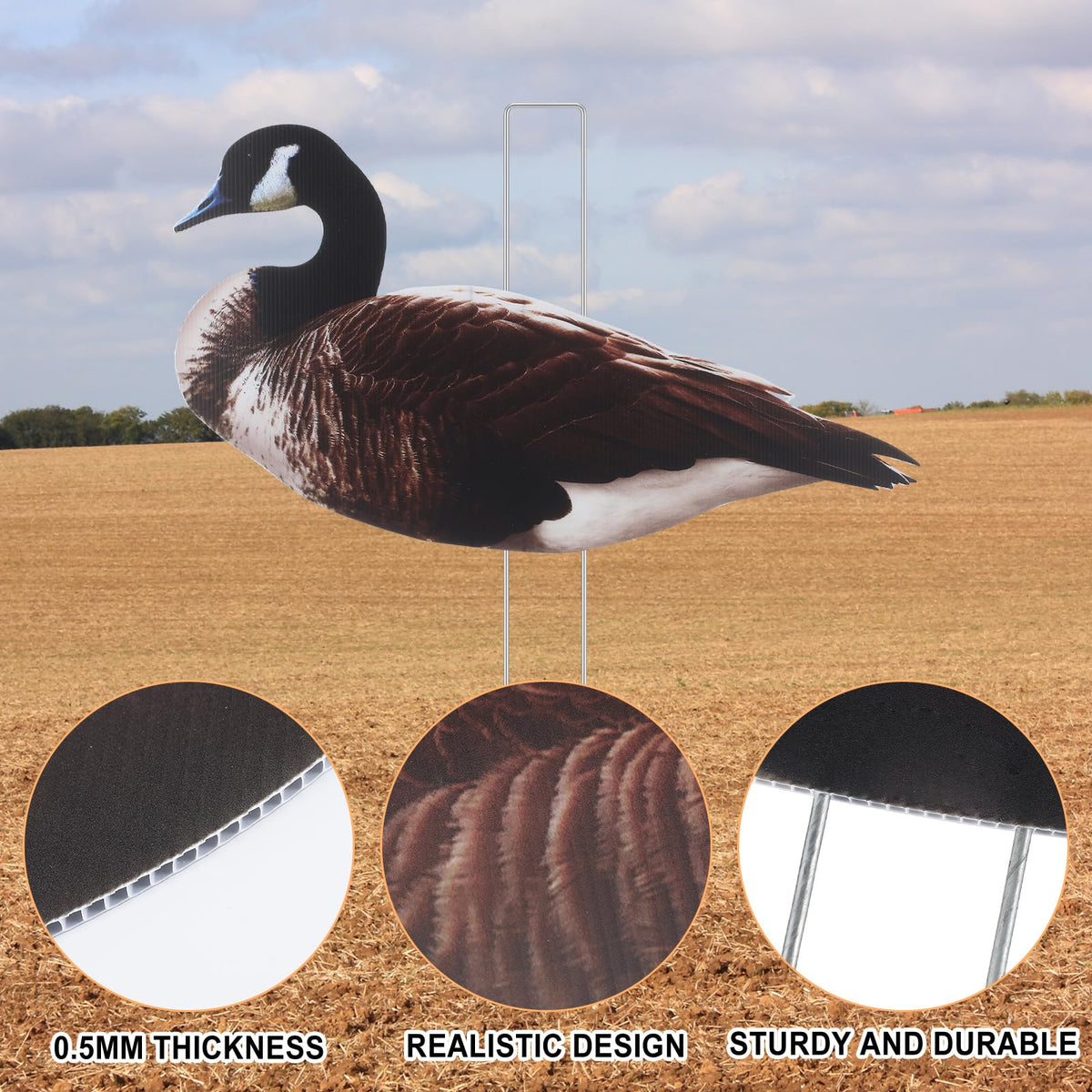 CroBlissful Goose Silhouette Decoys with Metal Stakes Goose Motion Decoys Set Outdoor Hunting Silhouette Stackable Realistic Vivid Easy to Carry for Field Pond