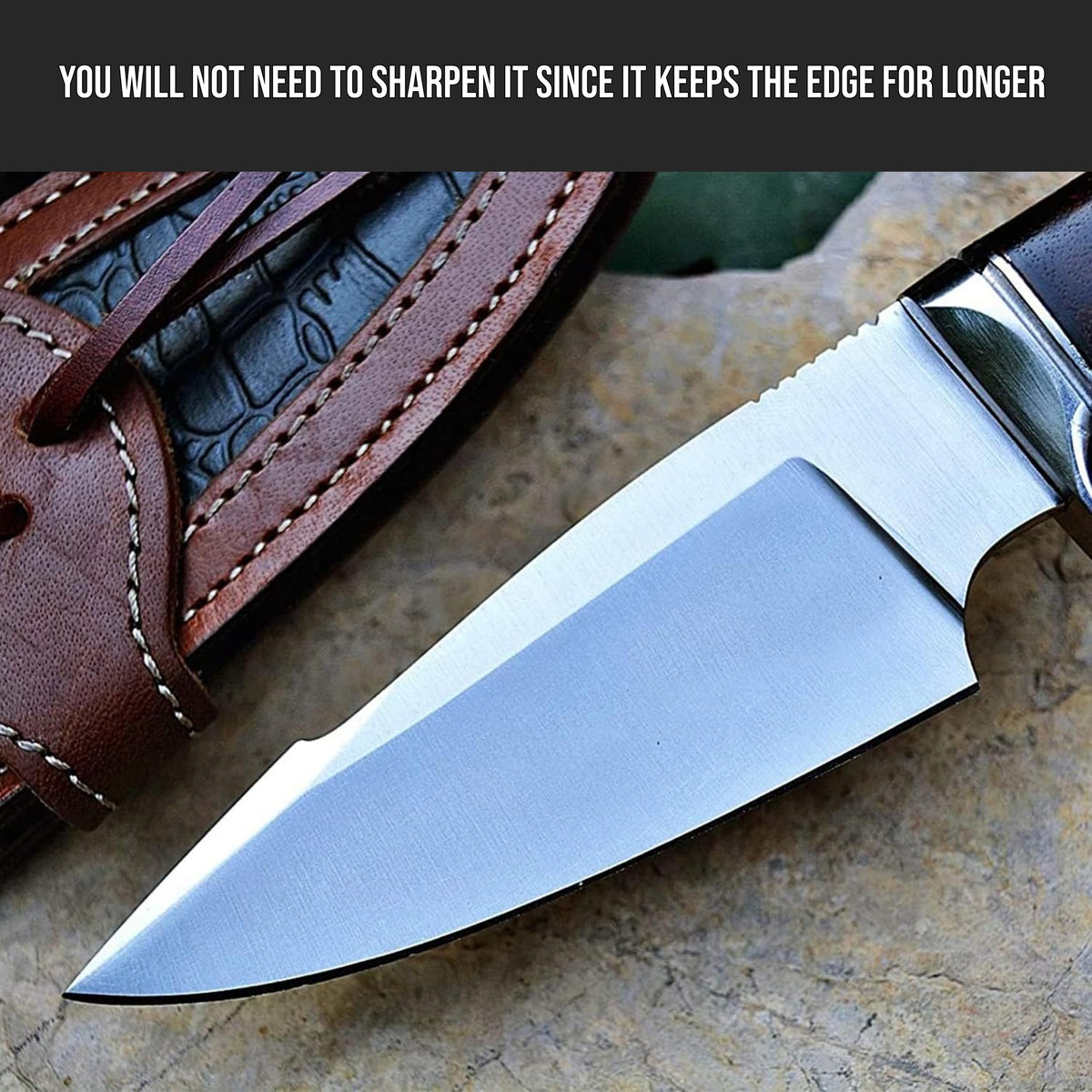 Hunting Damascus Knife Fixed Blade 10" Handmade Patented - Predator Hunter