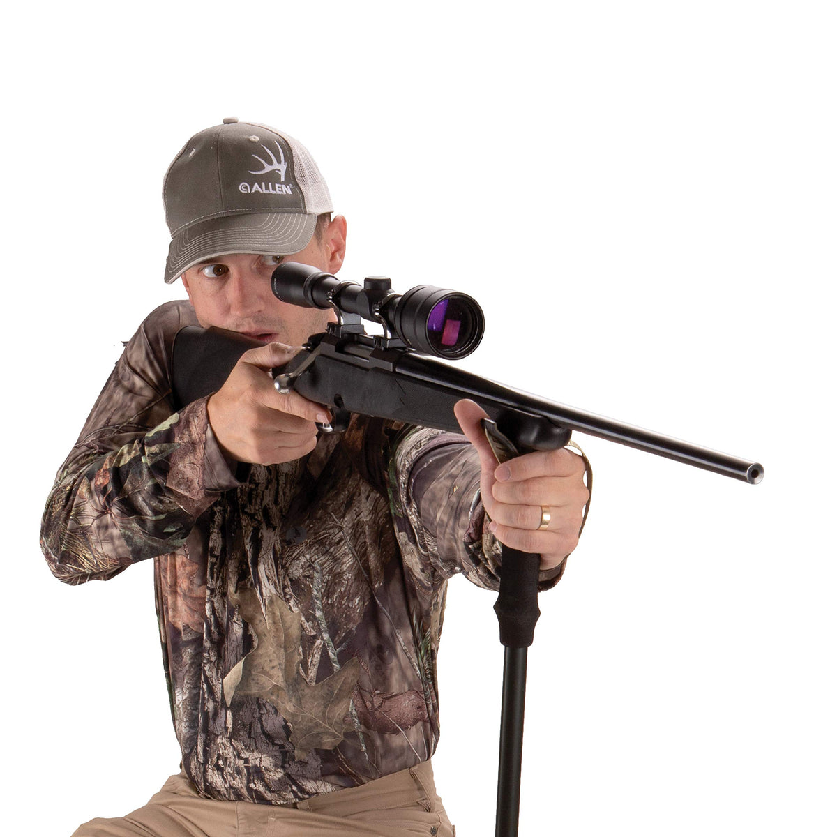 Allen Company Monopod Shooting Stick and Gun Rest - Adjustable Height - Removable Cradle - Padded Grip - Aluminum - Rifle Shooting Rest, Camera Stand - Gun Accessories, Hunting Gear