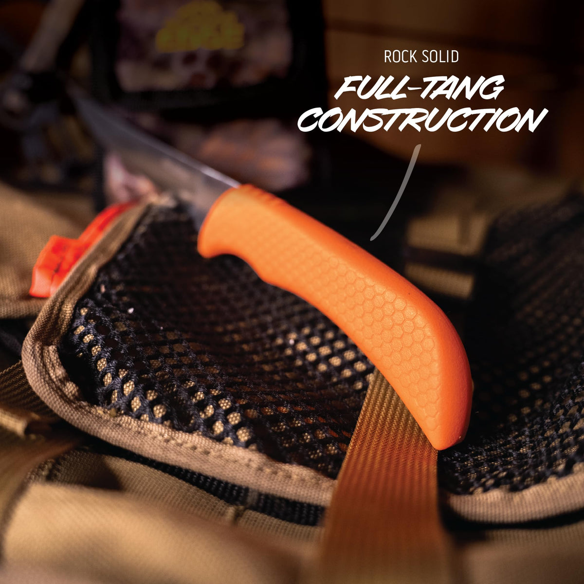 OUTDOOR EDGE WildGuide 4-Piece Hunting Knife Set & Field Dressing Kit | Featuring Razor-Sharp Caping Blade, Gut-Hook Skinning Knife, Bone Saw, in a Camo Nylon Belt Sheath | Butcher Knife Set for Deer
