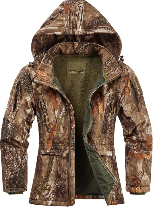 NEW VIEW Womens Hunting Clothes, Upgraded Ultra-Quiet Water Resistant Camo Hunting Jacket for Duck Waterfowl Deer Hunting