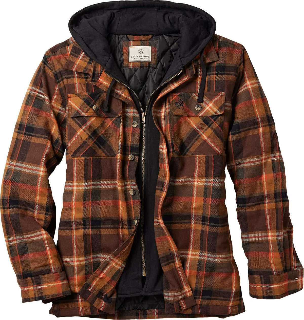 Legendary Whitetails Mens Flannel Shirt Jacket Hooded Insulated Shacket
