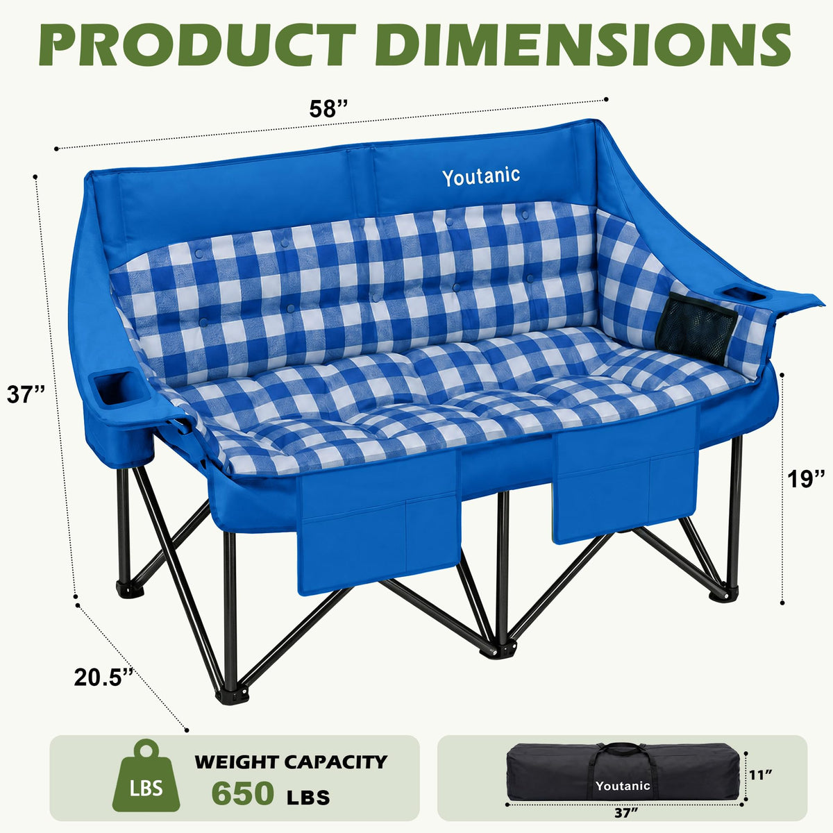 Youtanic Oversized Camping Chair, Portable Folding Camping Chairs