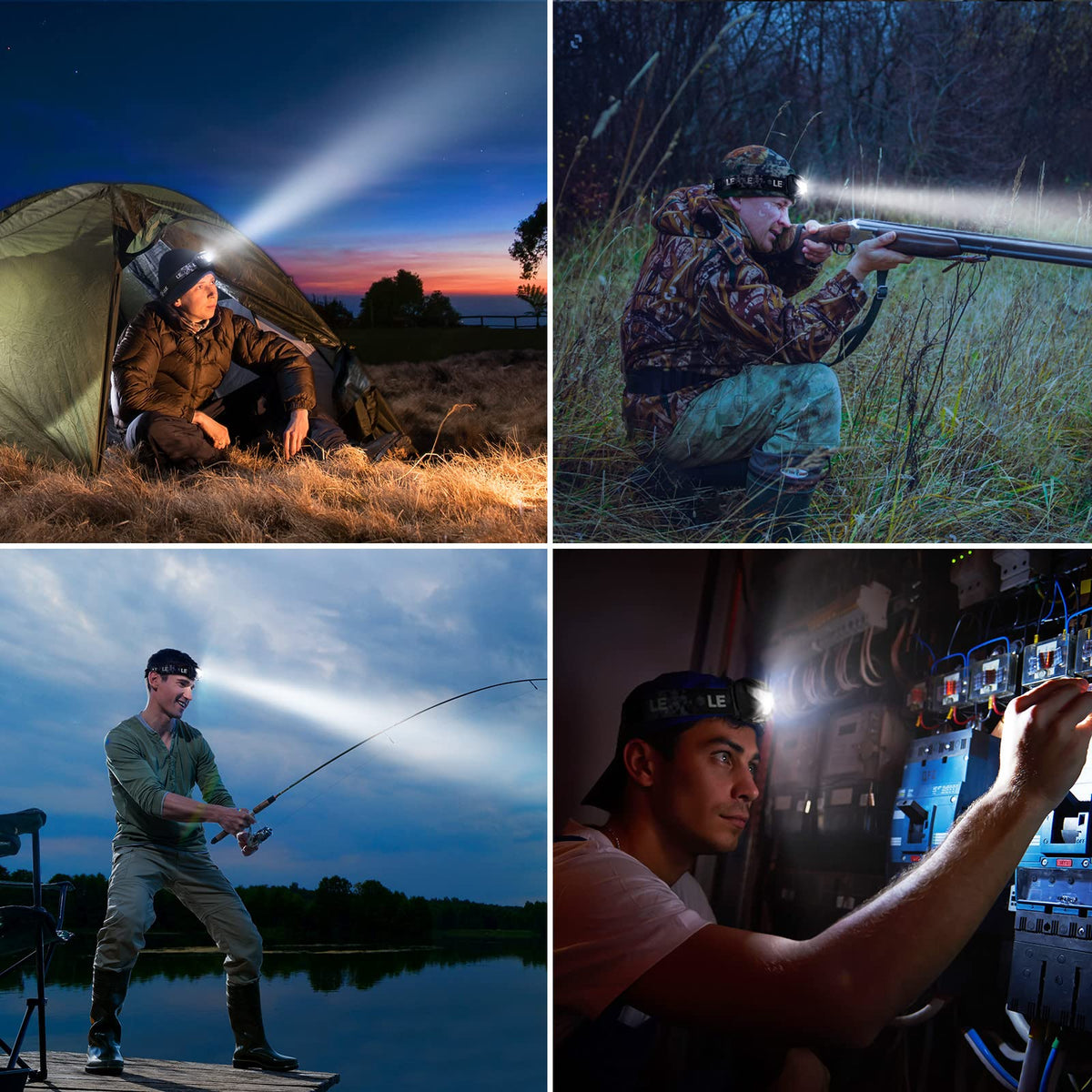 Lepro LED Headlamp Rechargeable IPX4 Waterproof Headlight 5 Modes - Black