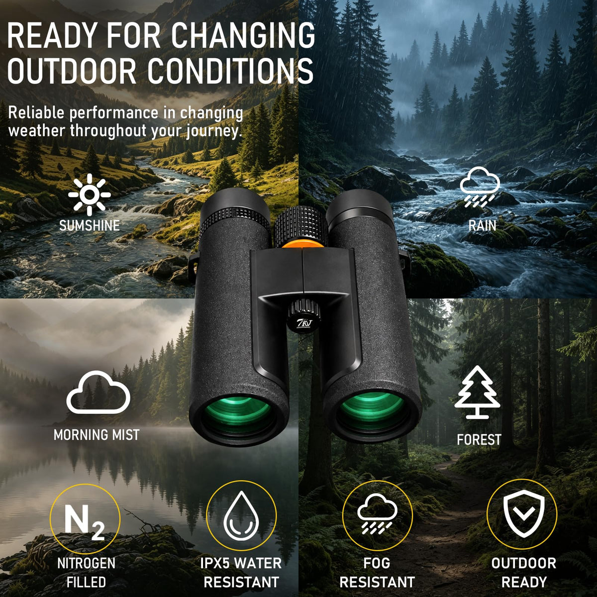 TRV 10X42 Birdwatching Binoculars for Adults High Powered Waterproof