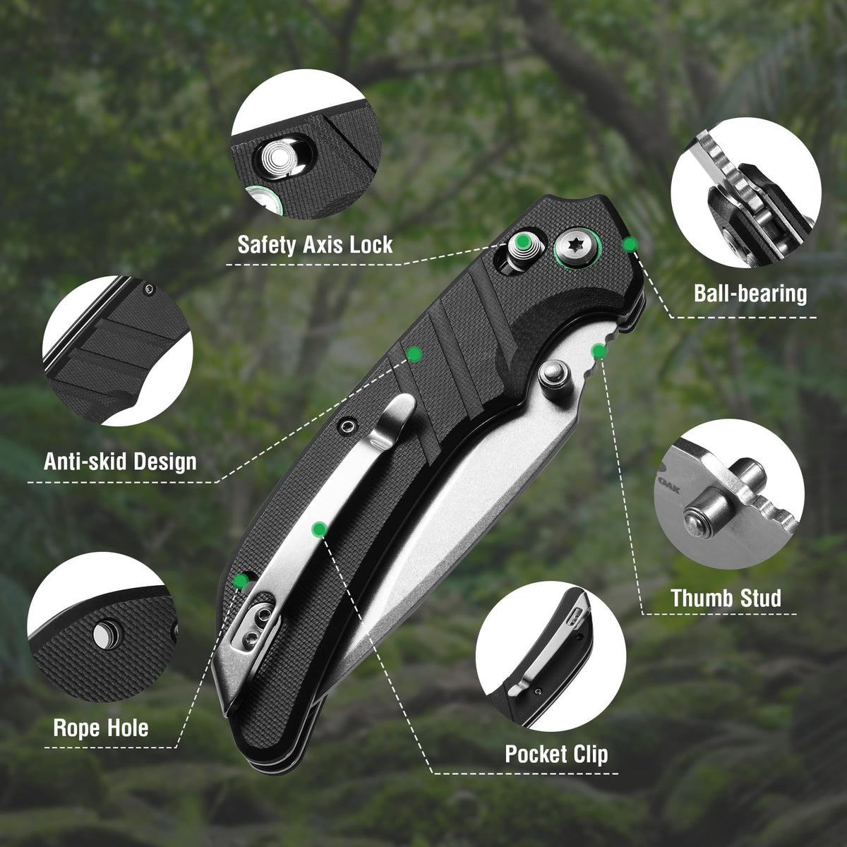 Mossy Oak Folding Pocket Knife, 4" Stonewash Stainless Steel Blade