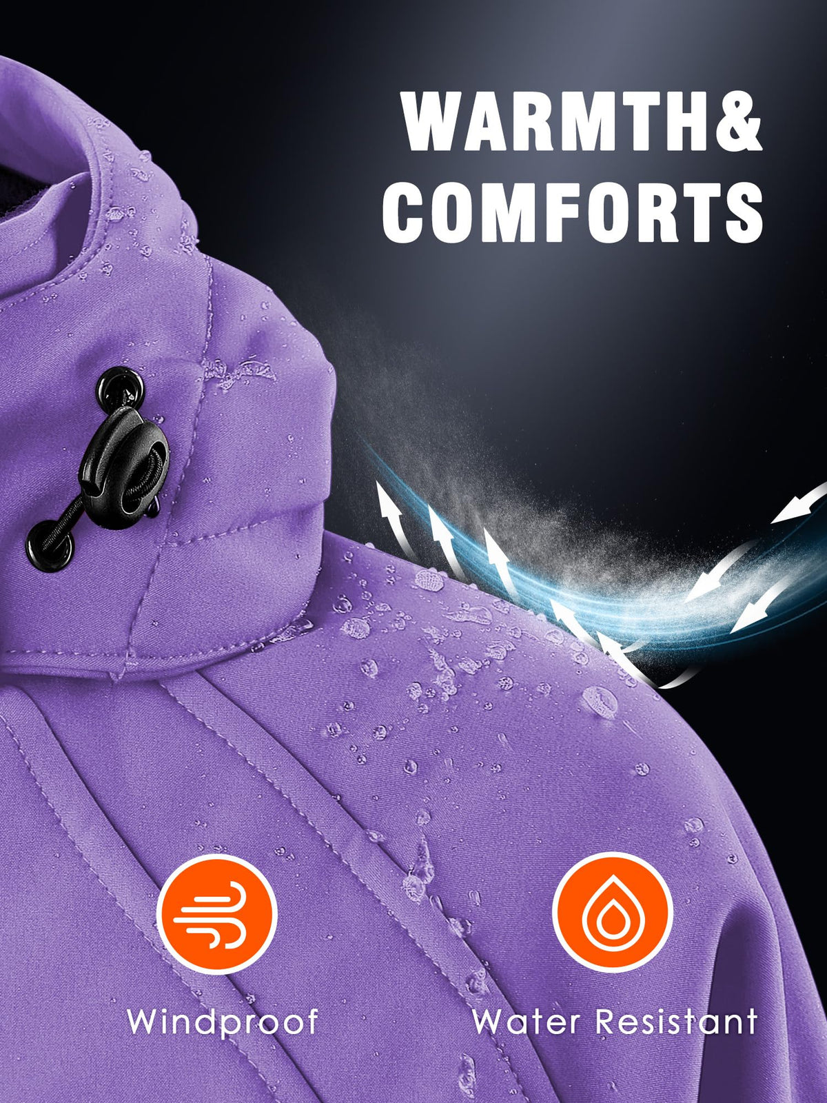 WASOTO Heated Jackets for Women 18400 mAh Battery Pack Water-Resistant Slim Fit with Detachable Hood Hiking Jackets