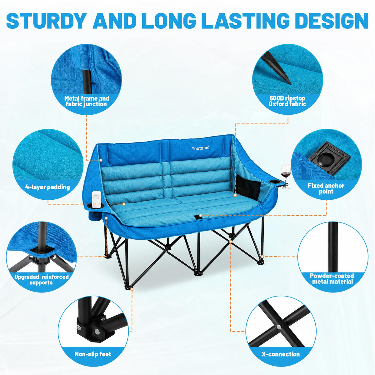 Youtanic Oversized Camping Chair, Portable Folding Camping Chairs