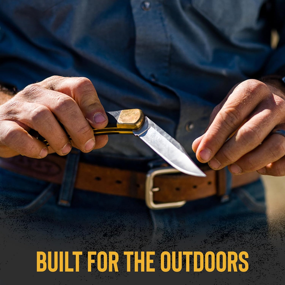 Buck Knives 110 Folding Hunter Knife with Sheath, Finger Grooves, 7.2 oz