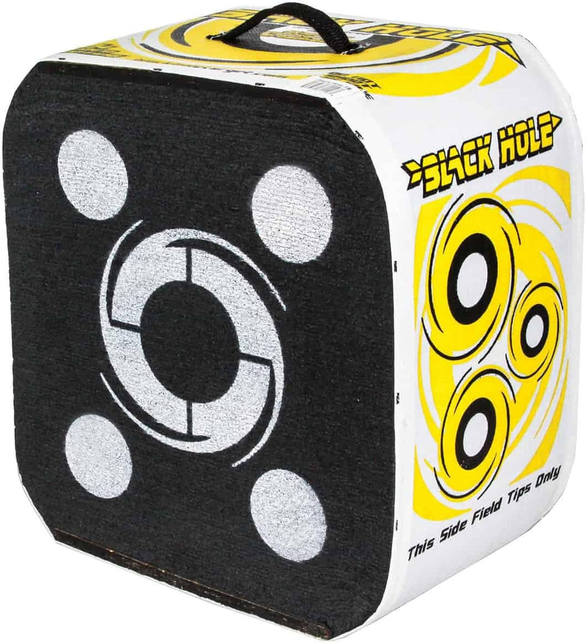 Black Hole 4-Sided Archery Target, Uses Friction Not Force to Stop All Field Points and Broadheads, Open-Face Layered Design, Lightweight and Carry Strap for Portability