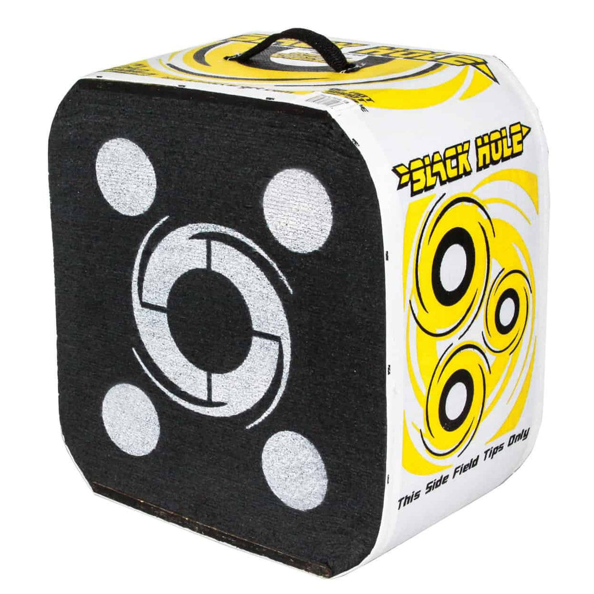 Black Hole 4-Sided Archery Target, Uses Friction Not Force to Stop All Field Points and Broadheads, Open-Face Layered Design, Lightweight and Carry Strap for Portability