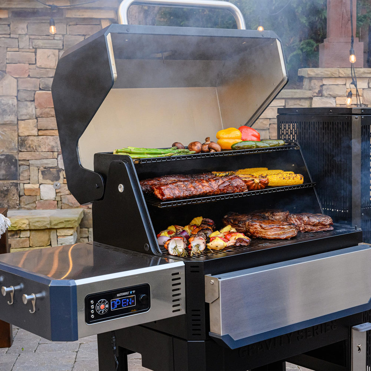Masterbuilt Gravity Series 1150 Digital Charcoal Grill and Smoker, 1,150 Sq. In. Cooking Area, WiFi App Control, GravityFed Hopper, DigitalFan Temperature Control, 225°F to 700°F Cooking Range