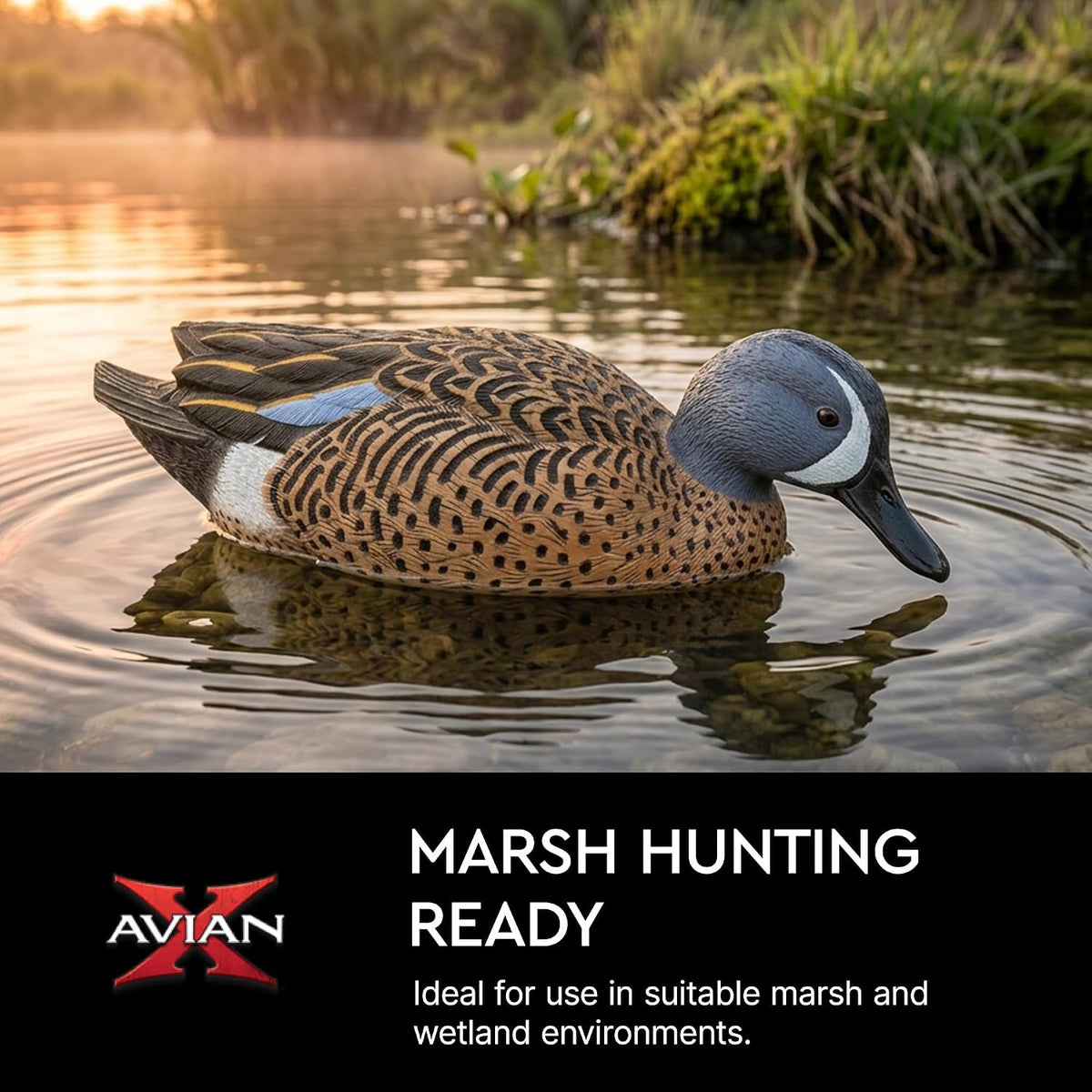 Avian-X Topflight Blue-Winged Teal Duck, Realistic Floating Outdoor Duck Decoys