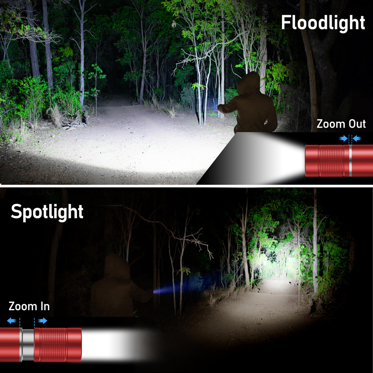 Blukar Rechargeable Flashlight, Super Bright Adjustable Focus Flashlights