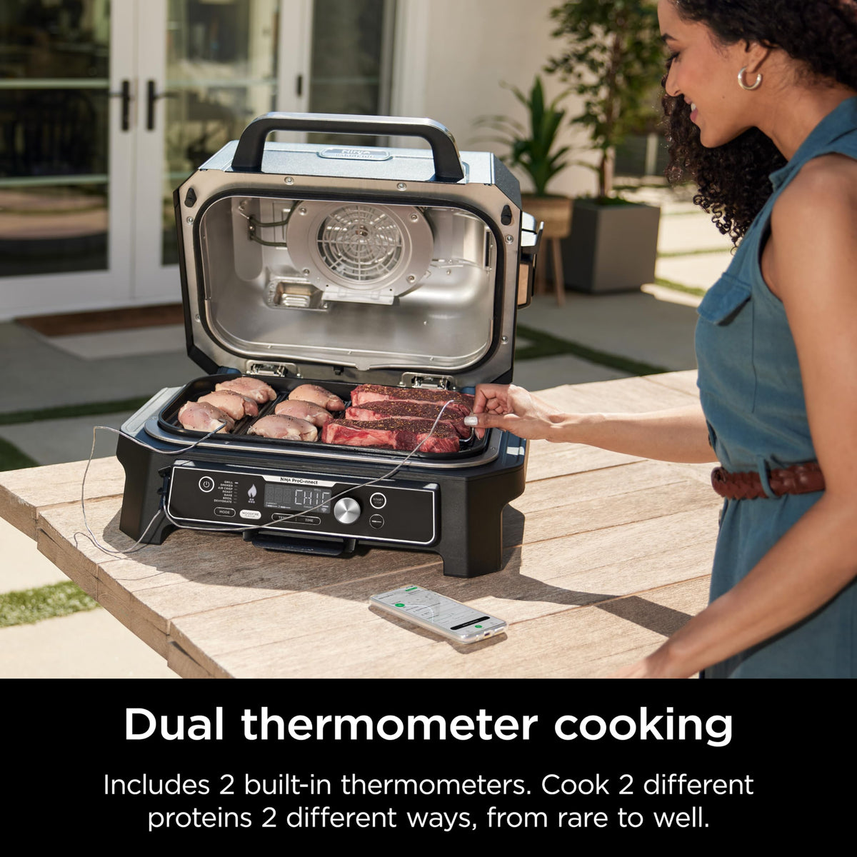 Ninja Woodfire ProConnect Premium XL Outdoor Grill & Smoker, Black & Gold