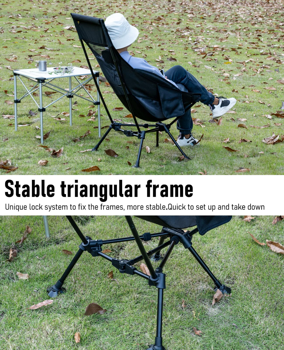 iClimb Ultralight Compact Folding Anti-Sinking Chair, Black