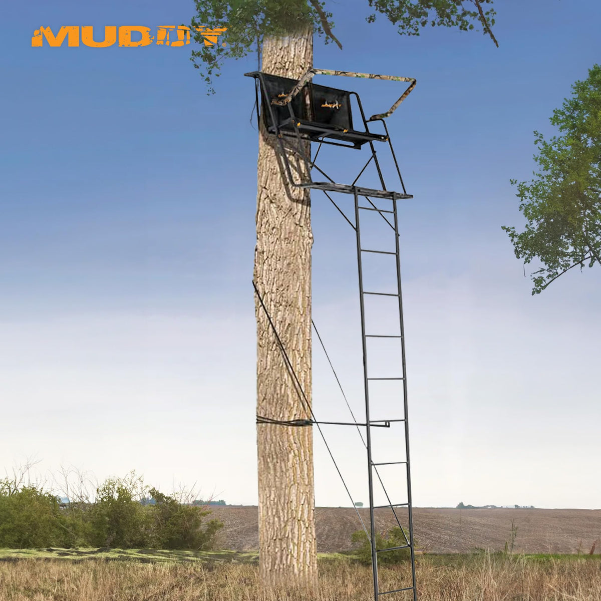 Muddy Outdoor Hunting Climbing Ladder, Tree Stand with Flex-Tek Seat and Steel Frame