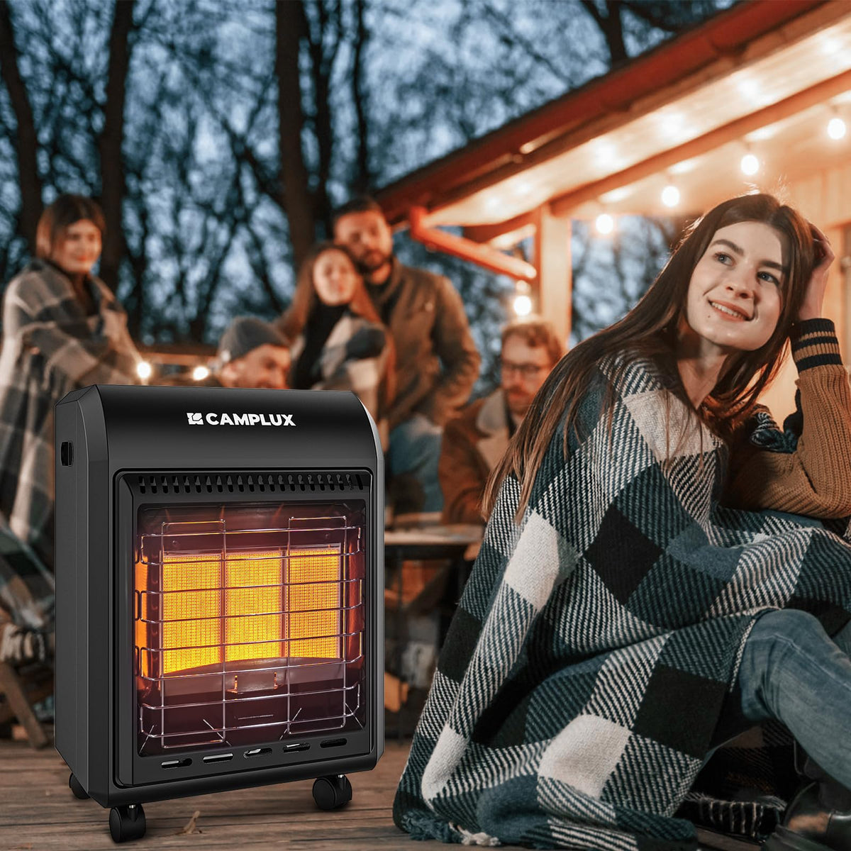 CAMPLUX Portable Propane Heater Outdoor and Indoor, 12000 BTU LP Gas Buddy Heater for Camping with ODS & Tip-over Protection, 1lb Propane Radiant Heating with LED light, Red