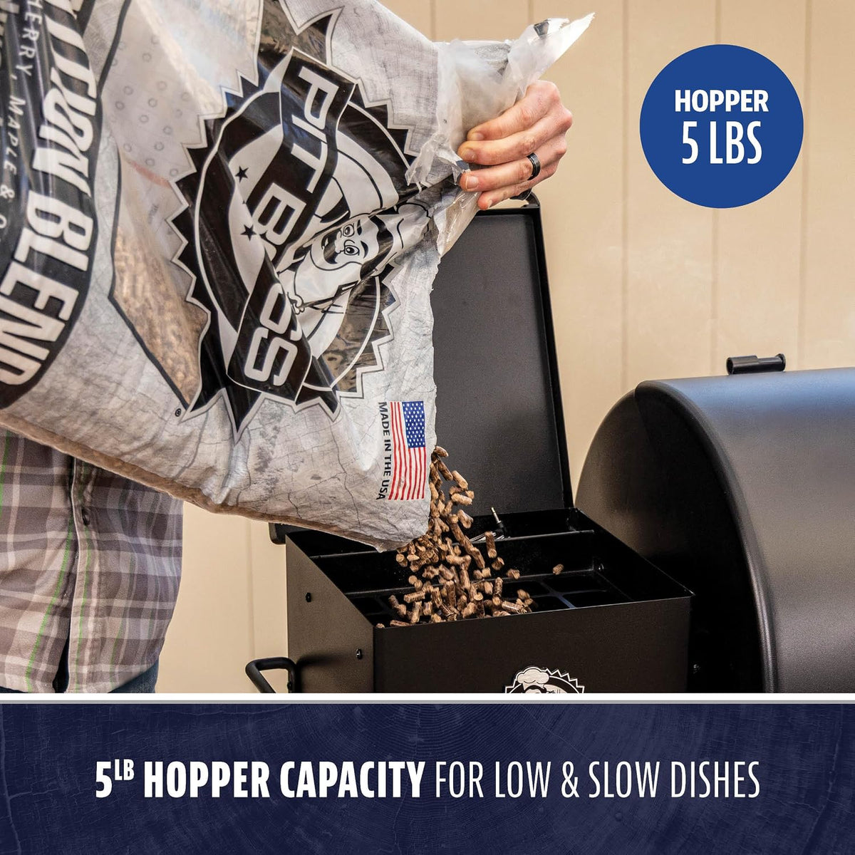 Pit Boss 500 FB2 Series Wood Pellet Grill & Smoker with Flame Broiler and LCD Digital Controller, 518-Sq. In. Cooking Space, 180°F to 500°F Temperature Range, Meat Probe, 5 lb. Pellet Hopper, Black