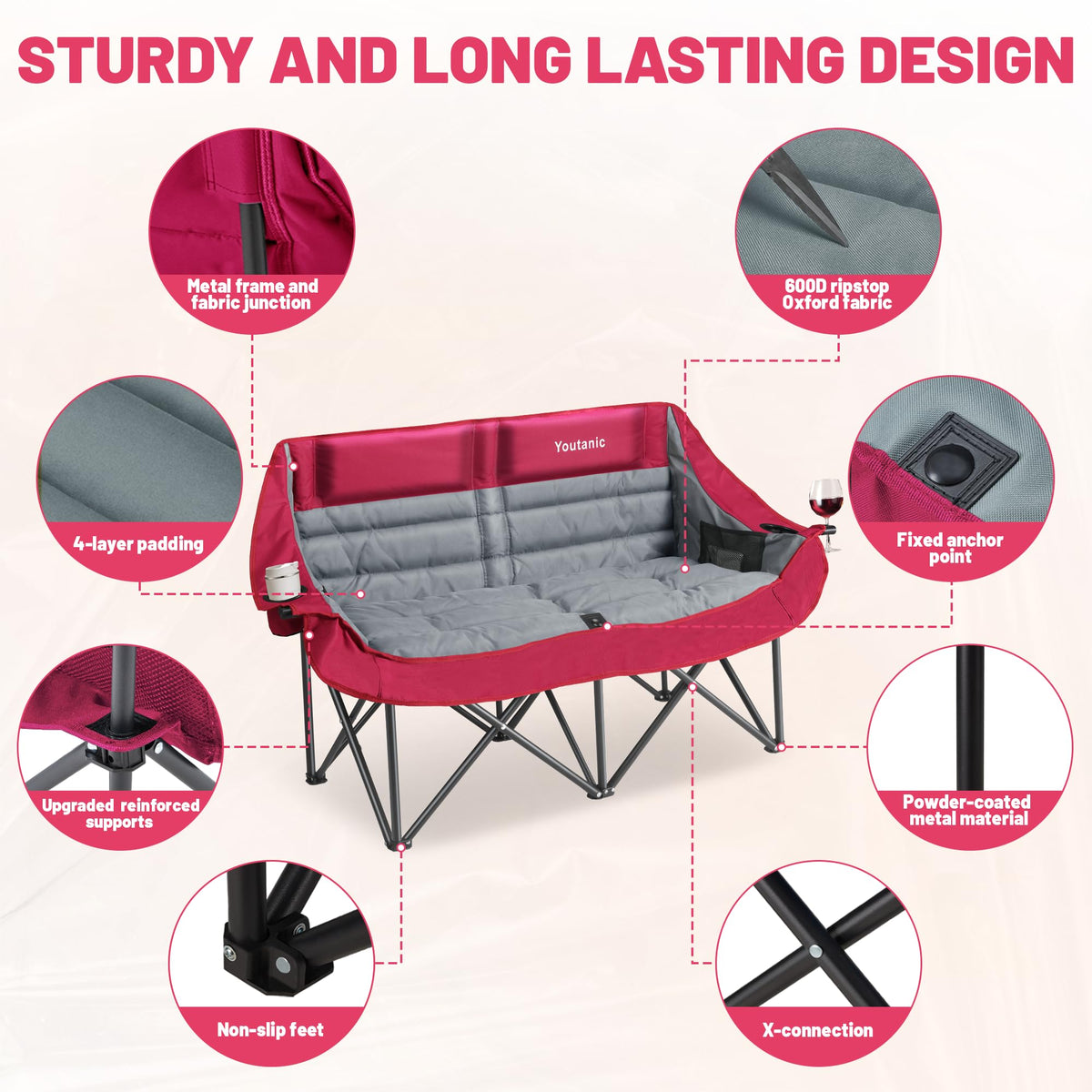 Youtanic Oversized Camping Chair, Portable Folding Camping Chairs
