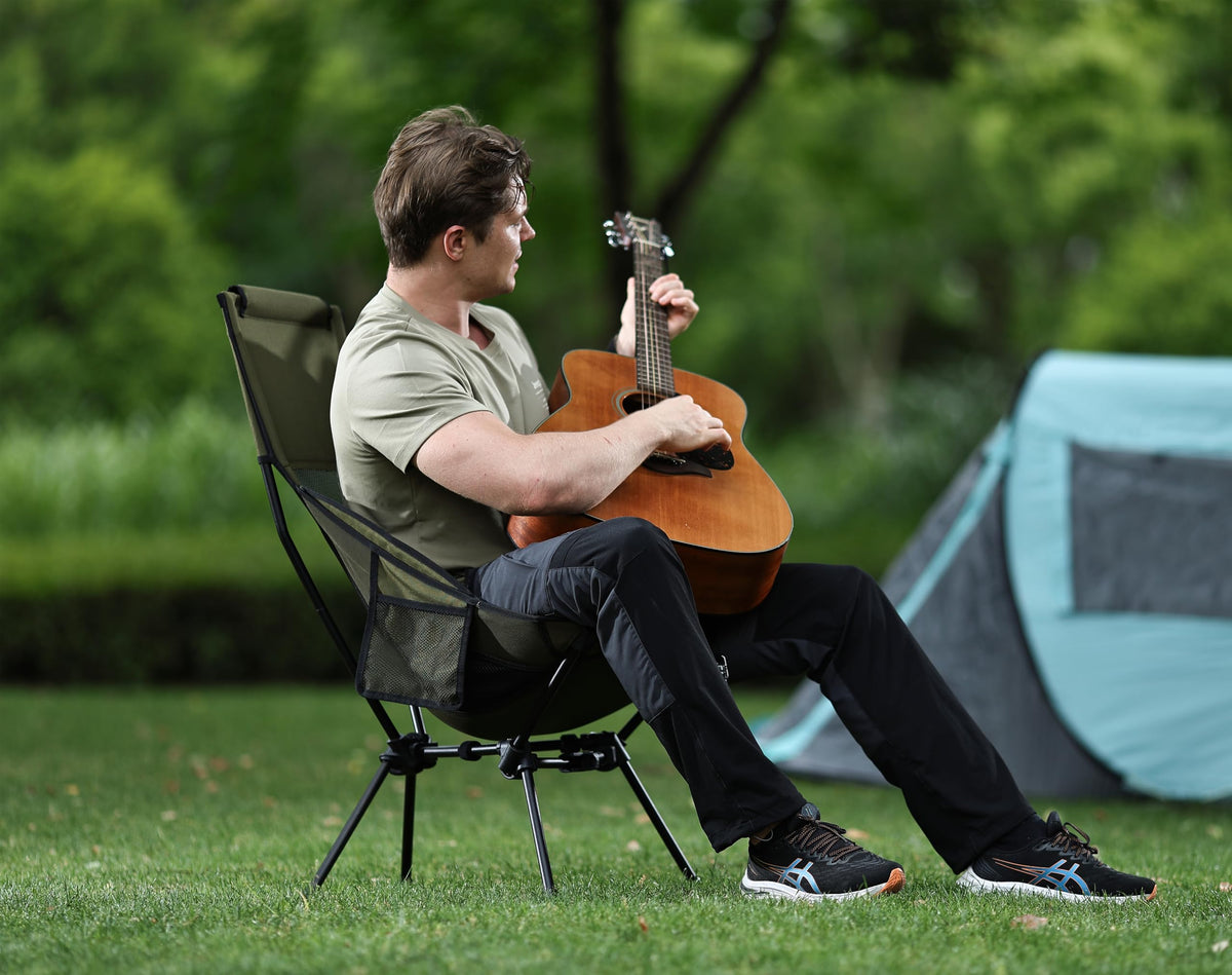 MARCHWAY Lightweight High Back Folding Camping Chair with Head Support
