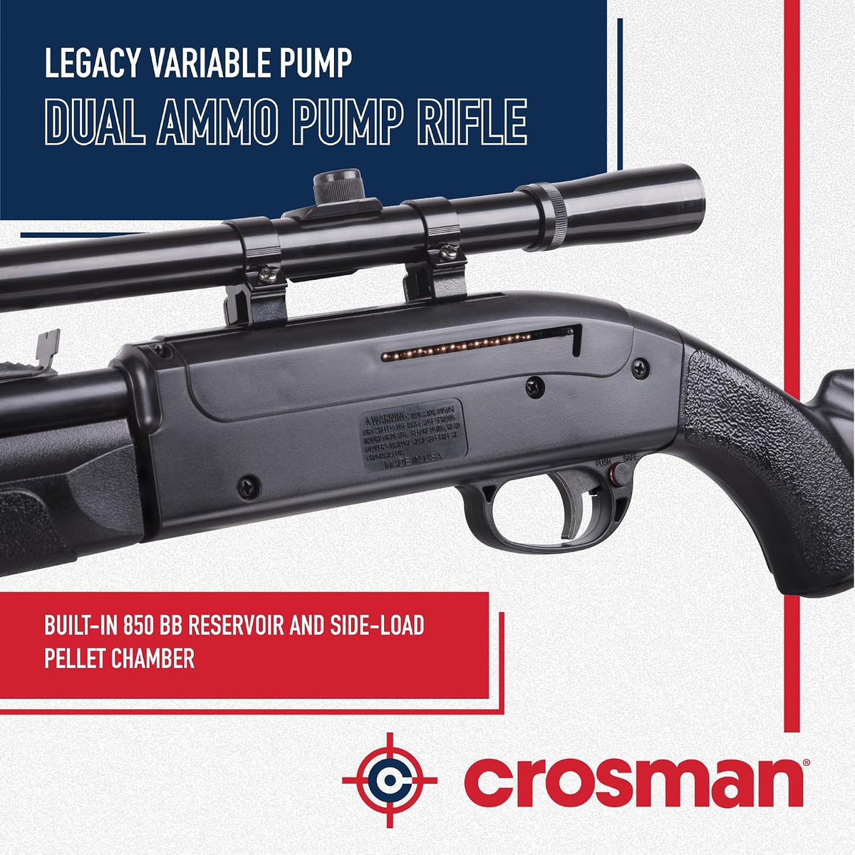 Crosman CLGY1000KT Legacy Variable Pump .177-Caliber Pellet/BB Air Rifle with Scope